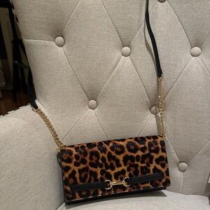 Michael Kors Leopard Print Crossbody Bag with Gold Chain